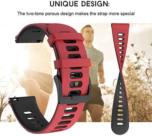 Zitel® Watch Band Compatible with Honor Magic Watch 2 46mm / Huawei GT / GT 2 46mm / GT 2e / GT 2 Pro / GT Active Sport Strap 22mm Quick Release Soft Silicone Band - Red/Black