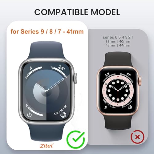 Zitel Case for Apple Watch Series 9 / 8 / 7 41mm Screen Protector Case with Built-in 9H Tempered Glass - Starlight