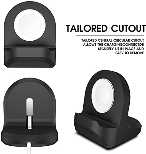 Zitel® Charger Stand Compatible with Apple Watch Series 7/6/SE/5/4/3/2/1 (45mm, 44mm, 42mm, 41mm, 40mm, 38mm) Nightstand Mode - Black