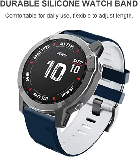 Zitel Band for Garmin Fenix 7X, 6X/6X Pro, 5X/5X Plus, 3/3 HR, 26mm Sport Strap - Blue/White