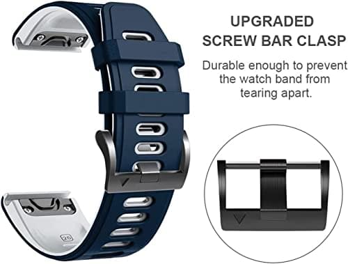 Zitel Band for Garmin Fenix 7X, 6X/6X Pro, 5X/5X Plus, 3/3 HR, 26mm Sport Strap - Blue/White