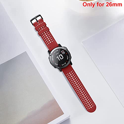 Zitel® Watch Band Compatible with Garmin Fenix 7X, Fenix 6X/6X Pro, Fenix 5X/5X Plus, Fenix 3/3 HR, Descent MK1, D2 Delta PX, D2 Charlie, 26mm Sport Strap - Red
