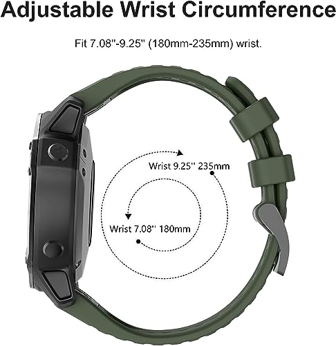 Zitel Band for Garmin Fenix 6/6 Pro, Fenix 7, 5/5 Plus, Epix Gen 2, new Forerunner 965/955/945/935, 22mm Straps - Army Green