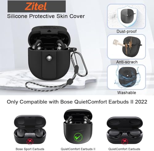 Zitel Case for Bose QuietComfort Earbuds II Cover - Black