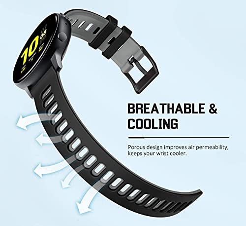 Zitel® Watch Band Compatible with Garmin Vivoactive 4 45mm / Venu 2 45mm, Realme Watch S, S Pro, MI Revolve Watch, Amazfit Stratos Pace 2 2S Quick Release Soft Silicone Strap 22mm - Black/Gray