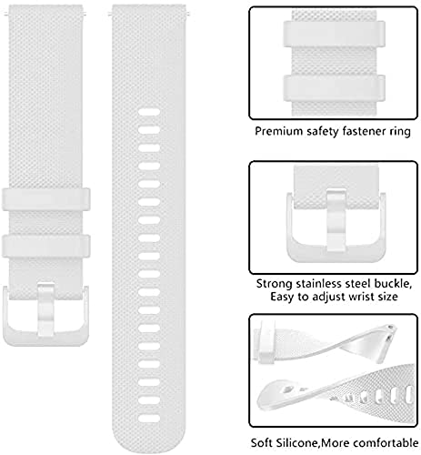 Zitel Bands Compatible with Garmin Forerunner 245/245 Music, Forerunner 645/645 Music, Forerunner 55/158, Vivoactive 3, Venu Sq, Vivomove HR, Approach S40/S42/S12 - Soft Silicone 20mm Strap - White