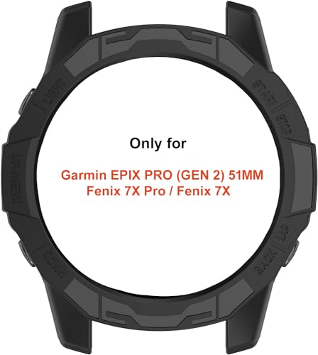 Zitel Case for Garmin Epix Pro (Gen 2) 51mm, Fenix 7X / 7X Pro Bumper Cover Shell (Without Screen Protector) - Black