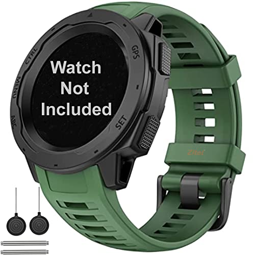 Zitel® Watch Band Compatible with Garmin Instinct Solar / Esports / Tide / Tactical GPS Soft Silicone Sport Wristband Straps - Army Green