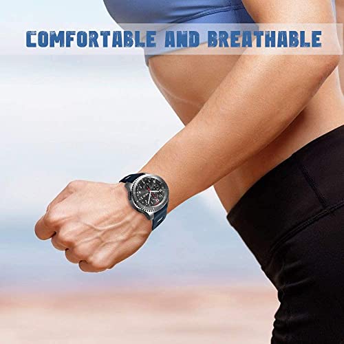 Zitel® Watch Band Compatible with Garmin Vivoactive 4 45mm / Venu 2 45mm, Realme Watch S, S Pro, MI Revolve Watch, Amazfit Stratos Pace 2 2S Quick Release Soft Silicone Strap 22mm - Blue/White