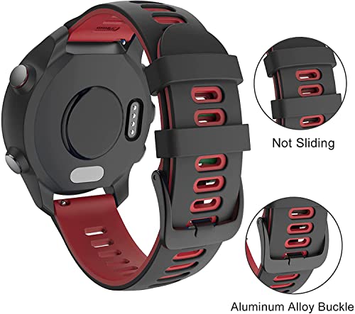 Zitel Band Straps Compatible with Samsung Active 2 40mm 44mm, Active 40mm, Galaxy Watch 4 40mm 44mm, Watch 4 Classic 42mm 46mm, Galaxy Watch 42mm, Gear S2 Sports Silicone 20mm Band - Black/Red