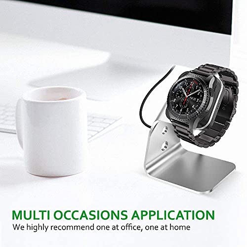 Zitel Charger Compatible with Samsung Watch 42mm 46mm SM-R800/SM-R810/SM-R815 with Built-in Aluminum Charging Stand - Silver