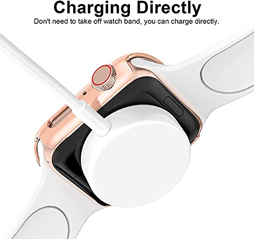 Zitel Case Bumper Cover with Built-in 9H Tempered Glass Screen Protector Compatible with Apple Watch 44mm Series 6, SE Series, 5 Series, 4 Series Edge-to-Edge 360 Degree Smart Defense - Rose Gold