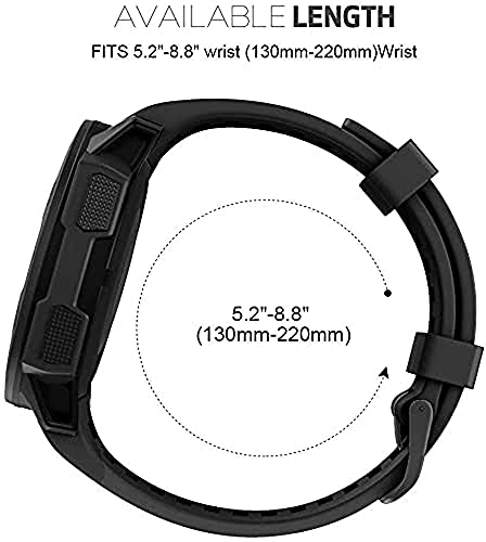 Zitel® Watch Band Compatible with Garmin Instinct Solar / Esports / Tide / Tactical GPS Soft Silicone Sport Wristband Straps - Black