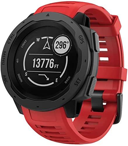Zitel® Watch Band For Garmin Instinct Solar / Esports / Tide / Tactical GPS Soft Silicone Sport Wristband Straps  - Red