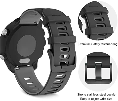 Zitel® Watch Band Compatible with Garmin Vivoactive 4 45mm / Venu 2 45mm, Realme Watch S, S Pro, MI Revolve Watch, Amazfit Stratos Pace 2 2S Quick Release Soft Silicone Strap 22mm - Black/Gray