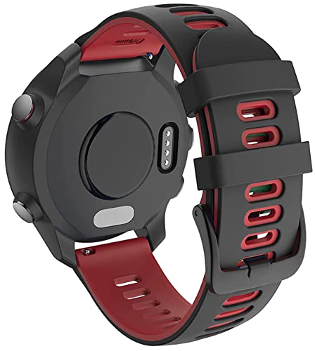 Zitel Bands Compatible with Garmin Forerunner 245/245 Music, Forerunner 645/645 Music, Forerunner 55/158, Vivoactive 3, Venu Sq, Vivomove HR, Approach S40/S42/S12 Silicone 20mm Straps - Black/Red