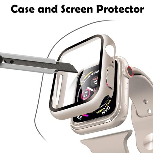 Zitel Case for Apple Watch Series 9 / 8 / 7 45mm Screen Protector Case with Built-in 9H Tempered Glass - Starlight