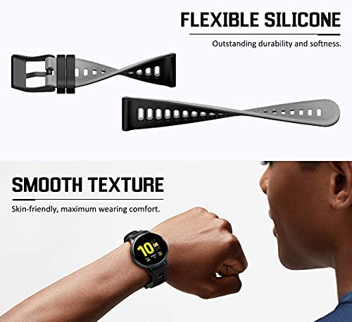 Zitel® Watch Band Compatible with Samsung Galaxy Watch 3 45mm / 46mm / Gear S3 Frontier / Gear S3 Classic Sport Strap 22mm Quick Release Soft Silicone Band - Black/Gray