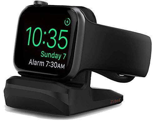 Zitel® Charger Stand Compatible with Apple Watch Series 7/6/SE/5/4/3/2/1 (45mm, 44mm, 42mm, 41mm, 40mm, 38mm) Nightstand Mode - Black