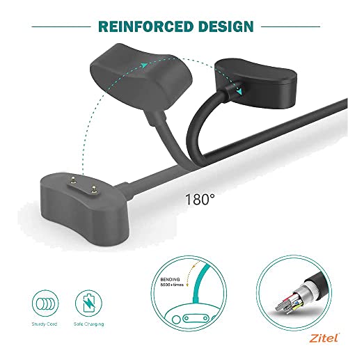 Zitel® Charging Magnetic Dock Compatible with Ticwatch Pro 3 / Pro 3 LTE Charger Replacement USB Cable Clip Cradle 3.3ft 100cm - Black