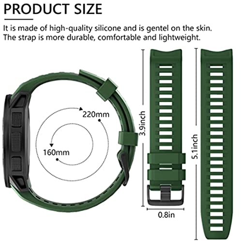 Zitel® Watch Band Compatible with Garmin Instinct Solar / Esports / Tide / Tactical GPS Soft Silicone Sport Wristband Straps - Army Green
