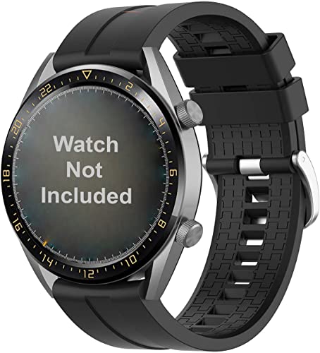 Zitel® Watch Band Compatible with Garmin Vivoactive 4 45mm / Venu 2 45mm, Realme Watch S, S Pro, MI Revolve Watch, Amazfit Stratos Pace 2 2S Quick Release Soft Silicone Strap 22mm - Black