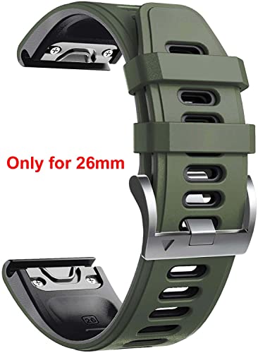 Zitel® Watch Band Compatible with Garmin Fenix 7X, Fenix 6X/6X Pro, Fenix 5X/5X Plus, Fenix 3/3 HR, Descent MK1, D2 Delta PX, D2 Charlie, 26mm Sport Strap - Green/Black