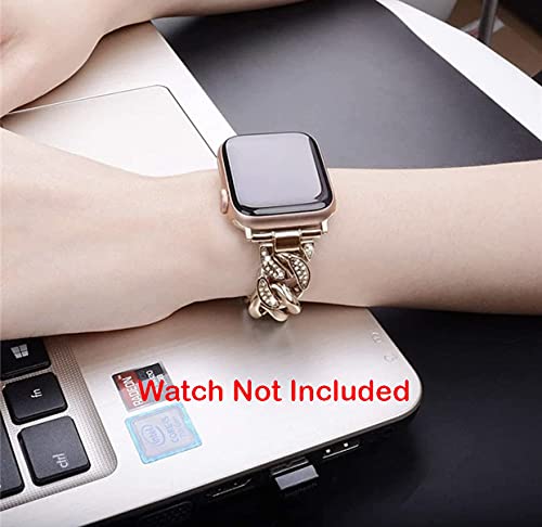 Zitel® Bands Compatible with Apple Watch Straps for Women Girls, Bling Luxurious Metal Bracelet Dressy Wristband Straps for iWatch 45mm 44mm 42mm Series 7 6 5 4 3 2 1 SE - Rose Gold