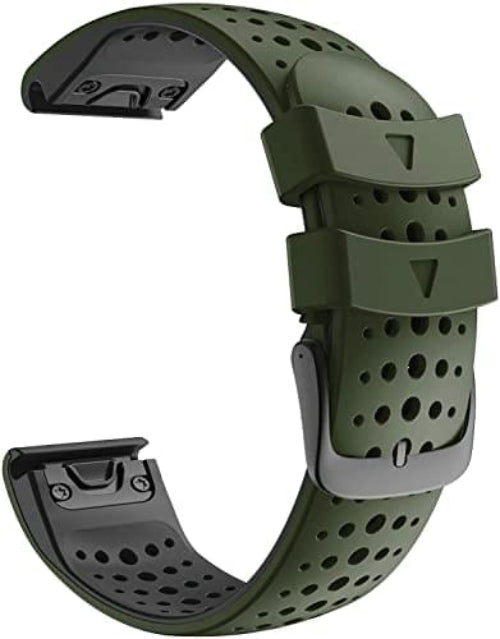 Zitel Band for Garmin Fenix 8 47mm, 7/7 Pro, 6/6 Pro, 5/5 Plus, Epix Pro/Gen 2 47mm, Forerunner 965/955/945/935, 22mm Straps - Green/Black