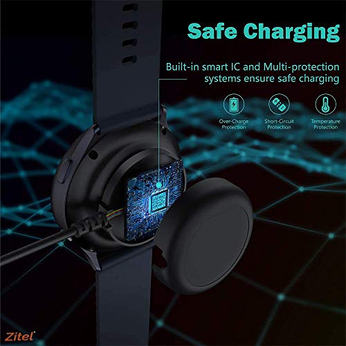 Zitel® Charging Cable Dock Cradle Compatible with Samsung Galaxy Watch 3 SM-R840 & SM-R850 (NOT FIT for SM-R800 / SM-R810 / SM-R815) - Black