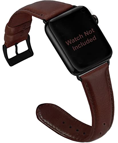 Zitel Leather Bands for Apple Watch Straps 49mm 46mm, 45mm 44mm, Series 10 9 8 7 6 5 4 3 2 1 SE - Coffee Brown