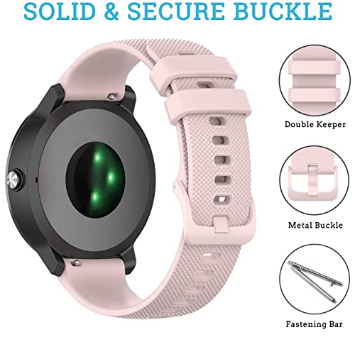 Zitel Bands Compatible with Garmin Forerunner 245/245 Music, Forerunner 645/645 Music, Forerunner 55/158, Vivoactive 3, Venu Sq, Vivomove HR, Approach S40/S42/S12 Silicone 20mm Straps - Sand Pink