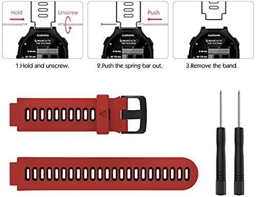Zitel® Watch Band Compatible with Garmin Forerunner 735XT 220 230 235 235 Lite 620 630, Approach S20 S6 S5 Adjustable Replacement Sport Strap - Red/Black