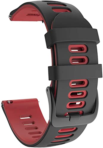 Zitel Band Straps Compatible with Samsung Active 2 40mm 44mm, Active 40mm, Galaxy Watch 4 40mm 44mm, Watch 4 Classic 42mm 46mm, Galaxy Watch 42mm, Gear S2 Sports Silicone 20mm Band - Black/Red