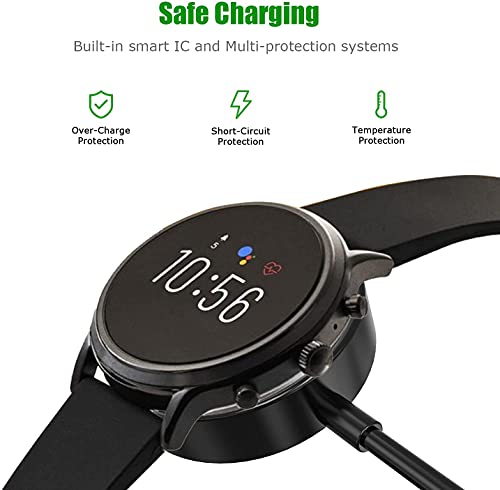 Zitel® Charger Compatible with Fossil Gen 5 Smartwatch Charging USB Magnetic Cable for Gen 5 Carlyle, Julianna, Garett, Carlyle HR 100cm - Black