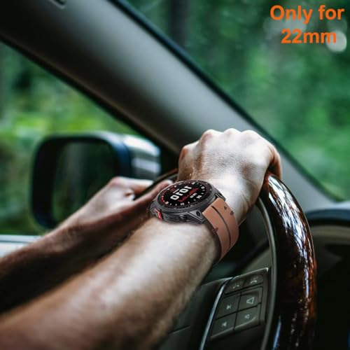 Zitel Bands for Garmin Fenix 6/6 Pro, Fenix 7/7 Solar, Fenix 5/5 Plus, Epix Gen 2, Approach S62, new Forerunner 955/945/935, Leather Integrated with Silicone Sport Strap 22mm - Brown