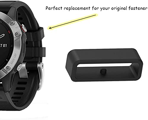 Zitel® Fastener Rings Compatible with Garmin Forerunner 735XT 745 220 235 230 35 620 630 / Approach S20 S60 S10 S5 S6 Silicone Replacement Watch Band Loop/Holder/Retainer 22mm (6 Pack) - Black