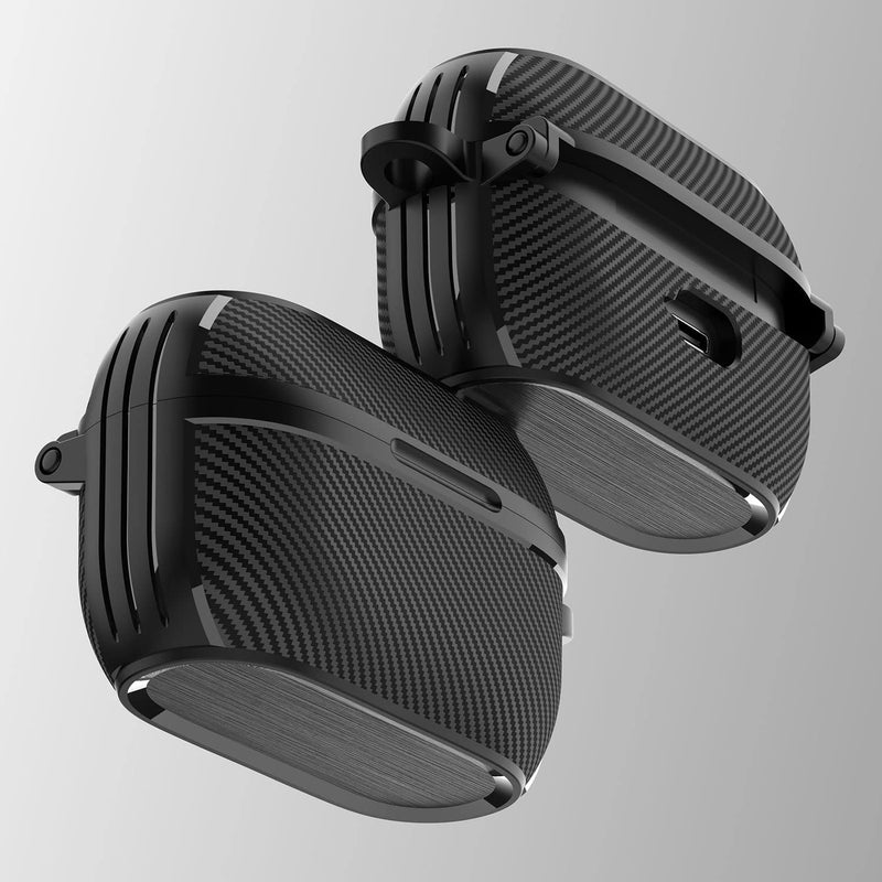 Zitel Rugged Case for Jabra Elite 75t Earbuds / Jabra Elite Active 75t Case with Keychain Carabiner, Black