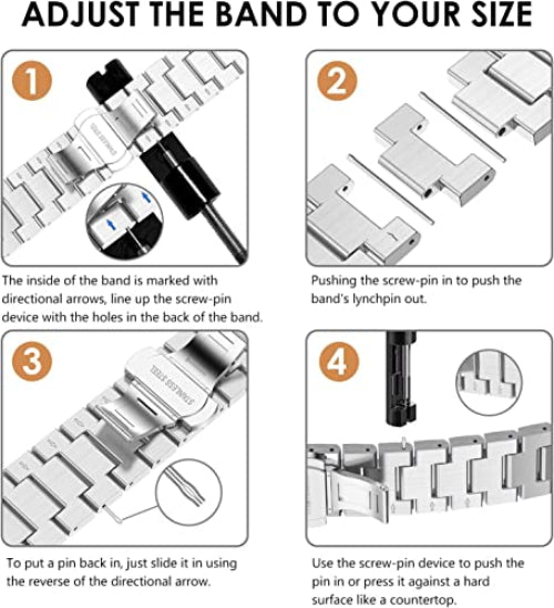Zitel Metal Bands for Apple Watch Straps  Ultra 2 / Ultra 49mm 46mm 45mm 44mm 42mm, Series 9 8 7 6 5 4 3 2 1 SE - Silver