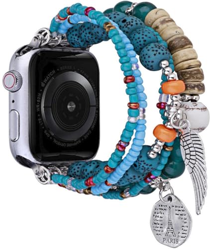 Zitel Band for Apple Watch 42mm(Series 10) 41mm 40mm 38mm Beaded Strap for Women Girls - Green