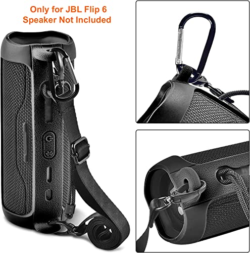 Zitel Case for JBL Flip 6 Portable Bluetooth Speaker Cover with Shoulder Strap and Carabiner