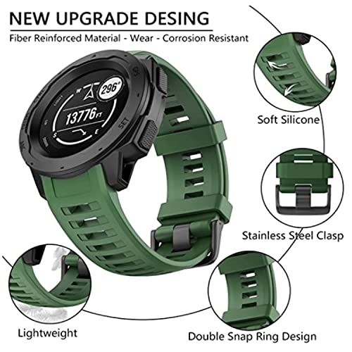 Zitel® Watch Band Compatible with Garmin Instinct Solar / Esports / Tide / Tactical GPS Soft Silicone Sport Wristband Straps - Army Green