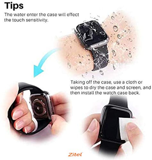 Zitel Case Bumper Cover with Built-in 9H Tempered Glass Screen Protector Compatible with Apple Watch 44mm Series 6, SE Series, 5 Series, 4 Series Edge-to-Edge 360 Degree Smart Defense - Rose Gold