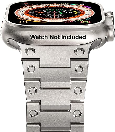Zitel Metal Bands for Apple Watch Straps Ultra 2 / Ultra 49mm 45mm 44mm 42mm, Series 9 8 7 6 5 4 3 2 1 SE - Titanium