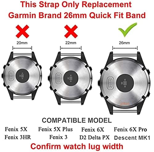 Zitel Band for Garmin Fenix 7X, 6X/6X Pro, 5X/5X Plus, 3/3 HR, 26mm Sport Strap - Blue/White