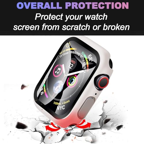Zitel Case for Apple Watch Series 9 / 8 / 7 45mm Screen Protector Case with Built-in 9H Tempered Glass - Starlight