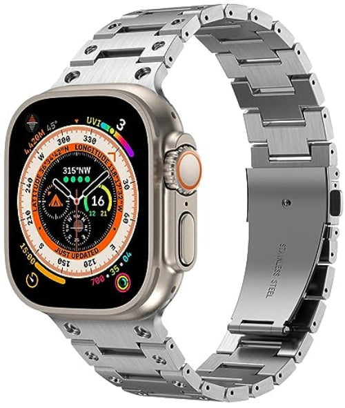 Zitel Metal Bands for Apple Watch Straps  Ultra 2 / Ultra 49mm 46mm 45mm 44mm 42mm, Series 9 8 7 6 5 4 3 2 1 SE - Silver