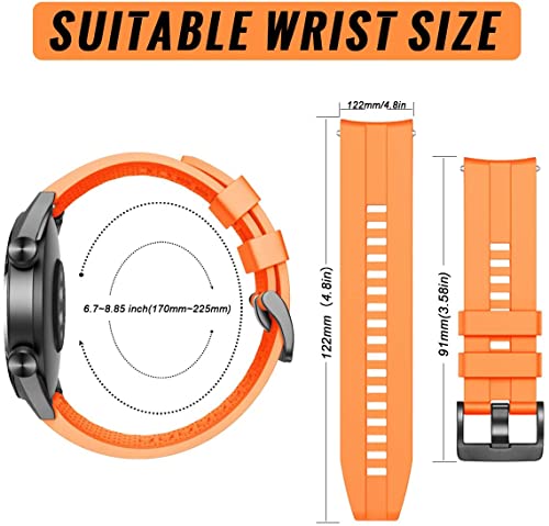 Zitel® Watch Band Compatible with Samsung Galaxy Watch 3 45mm / 46mm / Gear S3 Frontier / Gear S3 Classic Sport Strap 22mm Quick Release Soft Silicone Band - Orange