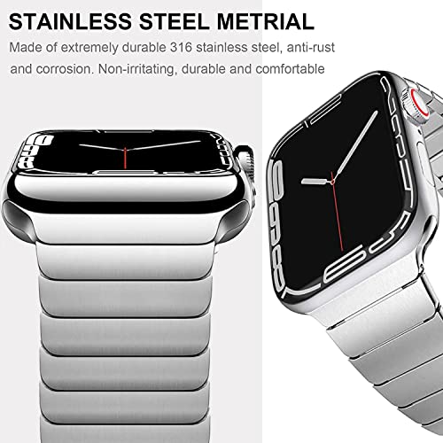 Zitel Metal Bands for Apple Watch Straps Ultra 2 / Ultra 49mm 45mm 44mm 42mm, Series 9 8 7 6 5 4 3 2 1 SE - Silver