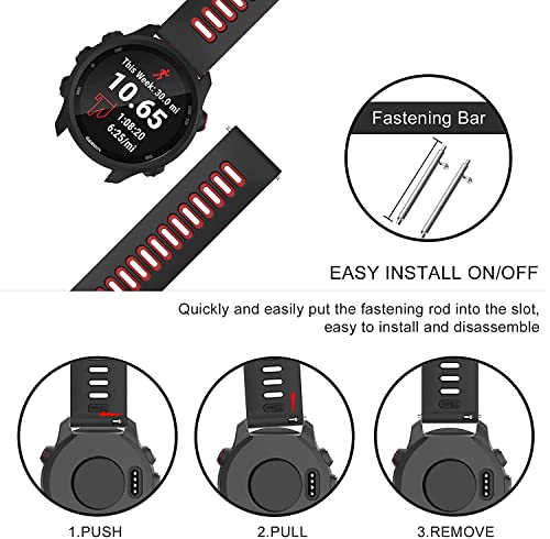 Zitel® Watch Band Compatible with Garmin Vivoactive 4 45mm / Venu 2 45mm, Realme Watch S, S Pro, MI Revolve Watch, Amazfit Stratos Pace 2 2S Quick Release Soft Silicone Strap 22mm - Black/Red
